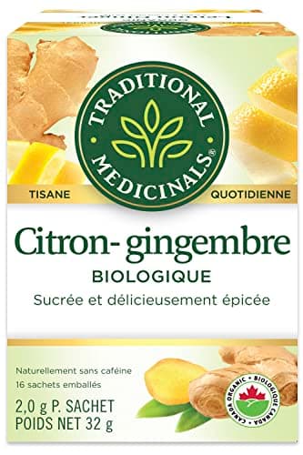 Traditional Medicinals Lemon Ginger Tea, 16 Count Tea Bags
