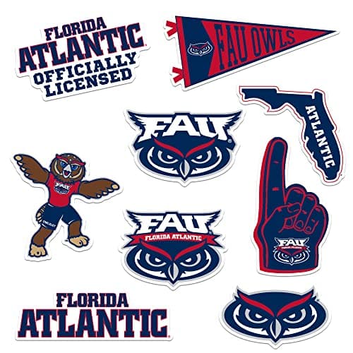Florida Atlantic University Vinyl Sticker Pack – 8 Waterproof FAU Owls Logos, Mascot, Pennant & Wordmark Decals for Laptop, Water Bottle, Tablet, Car, Skateboard & More