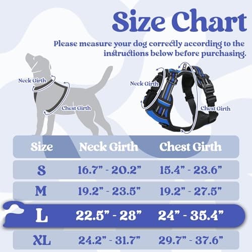 rabbitgoo Dog Harnesses for Large Dogs, No Pull Pet Harness with 3 Buckles, Adjustable Soft Padded Vest with Instant Control Handle, Easy Walking Reflective Pet Vest, Blue, L