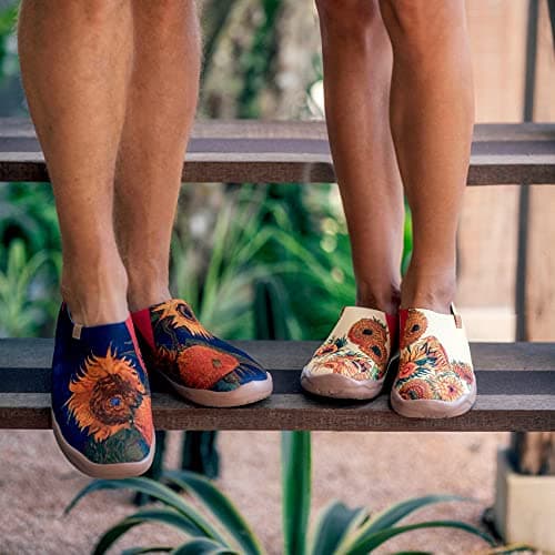 UIN Men's Walking Travel Shoes Slip On Canvas Casual Loafers Lightweight Comfort Art Painted Fashion Sneaker Sunflower II (10)