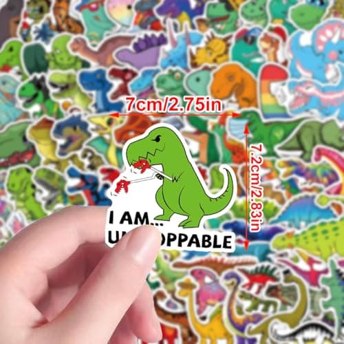 KumCinm 110PCS Cartoon Dinosaur Stickers - Waterproof Cute Dino Decals for Kids Toddlers Boys Girls Teens | Perfect for Teaching Rewards, Dino Party Favors & Holiday Stocking Stuffers