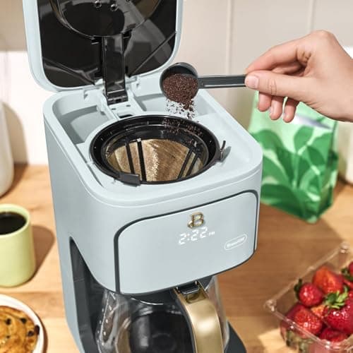 B - 12-Cup Programmable Coffee Maker with Touch Controls, Auto Brew Timer, Reusable Filter, Large Glass Carafe, Countertop Coffee Machine (Hydrangea)