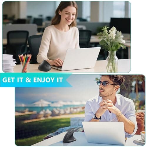 Lekvey Ergonomic Mouse, USB C Wireless Vertical Mouse, Dual Mode Rechargeable USB-A & Type-C Ergo Mouse, 1600 DPI, Relieves Wrist Pain and Carpal Tunnel, for Laptop Computer Mac MacBook PC, Black