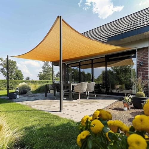 Garden EXPERT 8'x10' Sun Shade Sail Sand Rectangle Canopy Sail Shade Cloth for Patio Garden Outdoor Backyard