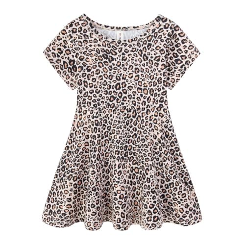 Mud Kingdom Little Girls Summer Dress A-Line Leopard Beige Size 7-8