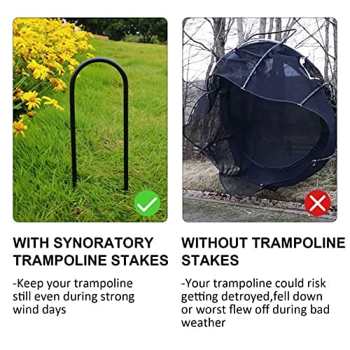 Trampolines Wind Stakes Heavy Duty U Type Sharp Ends Safety Ground Anchor Galvanized Steel for Soccer Goals, Camping Tents and Huge Garden Decoration (Black 8pcs)