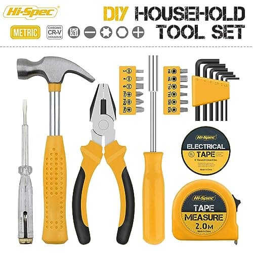 Hi-Spec 24pc DIY Tool Kit for Home – Compact Starter Tool Set with Case for Beginners, Students & First Apartments