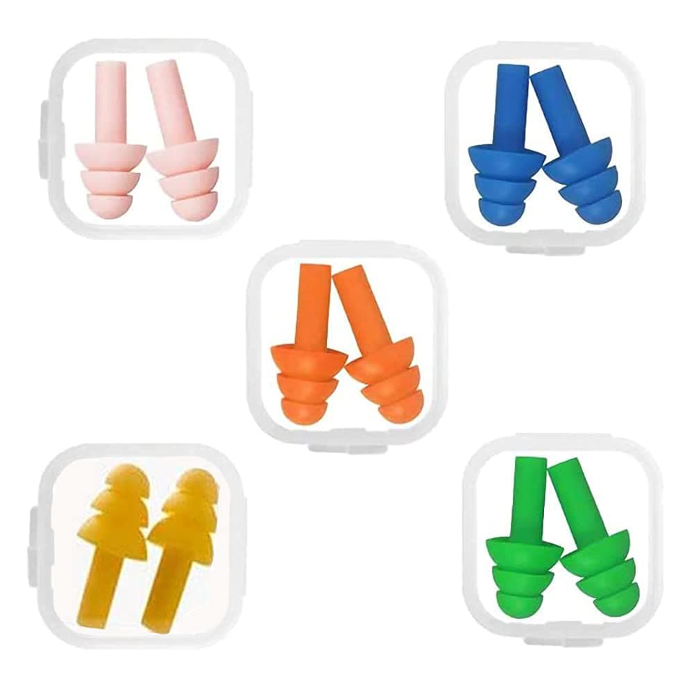 5 Pares Tapones para Oídos de Silicona, Reutilizables para Reducir Ruidos, Impermeables, para Natación, Dormir, Trabajar, Estudiar, Lugares Ruidosos