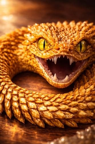Articulated Crystal Snake – 3D Printed Flexible Snake Figurine, 58 cm (23 in) Poseable Serpent with Movable Mouth, Realistic Eyes, Fantasy Desk Decor (Ages 14+), (Gold)