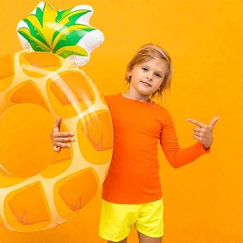 Winzik Boys Rash Guard Long Sleeve Swim Shirt Kids Boys’ Girls’ UPF 50+ Sun Protection Quick Drying 2 Pack Shirts 3-14Y(3-4T, Long Sleeve Orange Yellow)