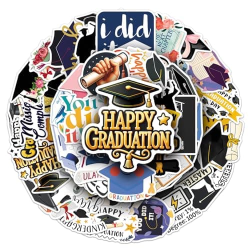 50PCS 2026 Graduation Stickers, Class of 2026 Stickers for Graduation Decorations Grad Cap Diploma Decals for Laptop, Skateboard, Phone Case, Luggage-Congrats Grad Decor for Teens, Adults, Boys, Girls