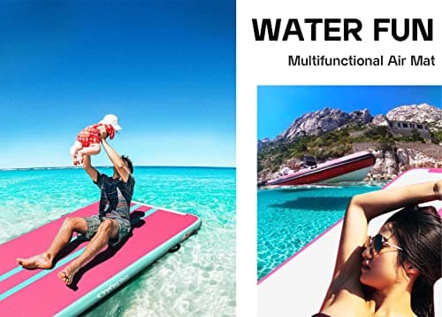 Tumble Track Mats for Gymnastics, Kids Air Gymnastics Mats for Tumbling Thick Inflatable Gymnastics Tumbling Track Mat 6.6/10/13/16.4/20ft Training Tumbling Mat with Electric Pump for Home/Water Fun