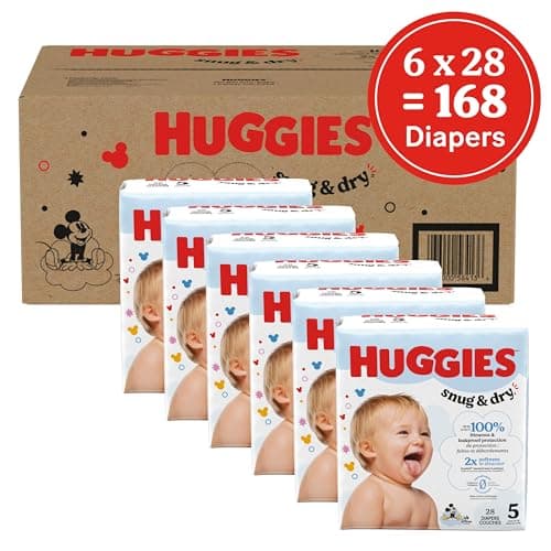 Huggies Size 5 Diapers, Snug & Dry Baby Diapers, Size 5 (25-37 lb.), 168 Count, Packaging May Vary