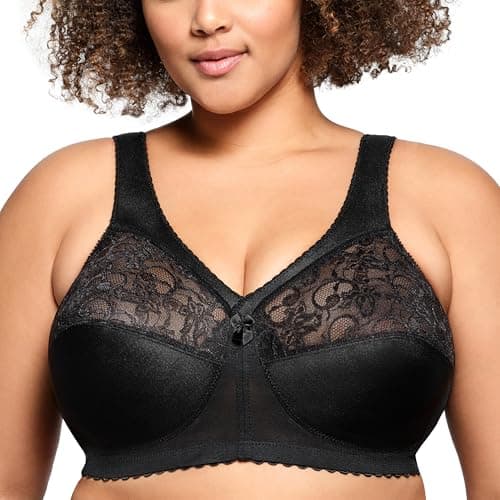 Glamorise Women's Magic Lift Full-Figure Support Bra, Black, 44F