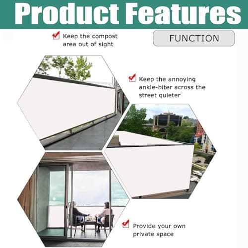 ZHhan Balcony Privacy Screen for Backyard Deck Patio Balcony Fence Porch Sun Shade PVC UV Protection Sun Wind 8 Days DeliveSapphire 14 Colors 20 Sizes 420D(White,2.3'x4.9')