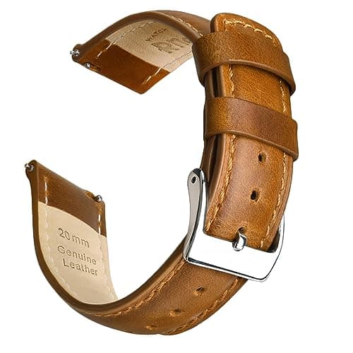 Ritche Genuine Leather Watch Band for Galaxy Watch 6 Classic Omega x Swatch Moonswatch 20mm Classic Vintage Quick Release Leather Watch Strap (Toffee Brown), White Elephant Gifts, Stocking Stuffers for Men, Father's Day gifts