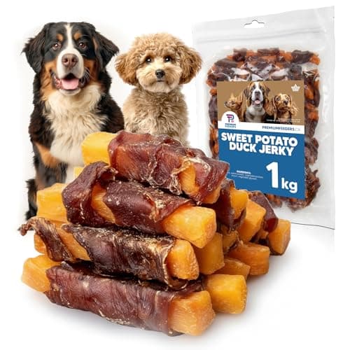 Premium Feeders Sweet Potato & Duck Twists Dog Treats 1 kg – Duck Jerky High-Protein Chewy Training & Reward Treats – Natural, Low Fat, Digestible – for All Breeds
