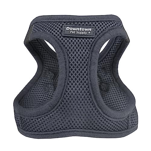Downtown Pet Supply - Dog Harness for Small Dogs No-Pull - Step in Dog Harness - Padded Mesh Fabric Dog Vest with Reflective Trim, Velcro and Buckle Straps - Charcoal - S