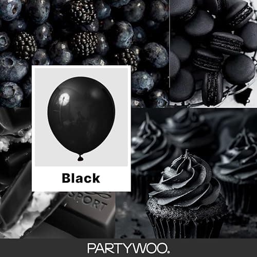PartyWoo Black Balloons 140 pcs Different Sizes of 18 12 10 5 Inch Black Balloons Arch Kit Garland for Baby Shower Birthday Graduation Casino Gaming Anniversary Retirement Party Decorations Black-Y18