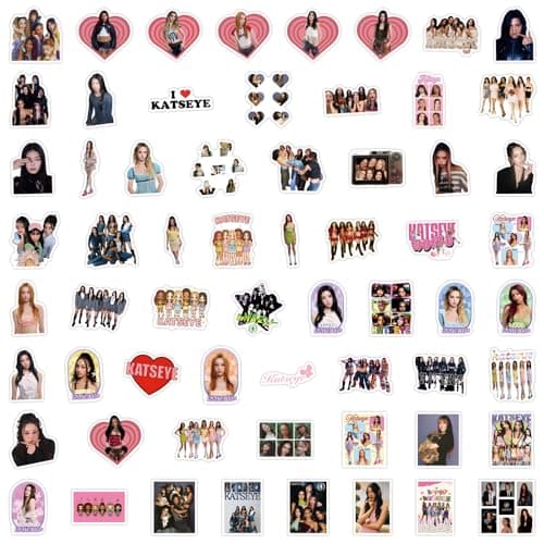 120pcs KATSEYE Music Decals for Laptop,Phone Case,Helmet,Water Bottle,Travel Case, Guitar,Waterproof PVC Movie Stickers for Tenns and Adults