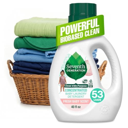 Seventh Generation Concentrated Baby Laundry Detergent, Stain Fighting Formula, Fresh Scent, 40 oz (53 Loads)