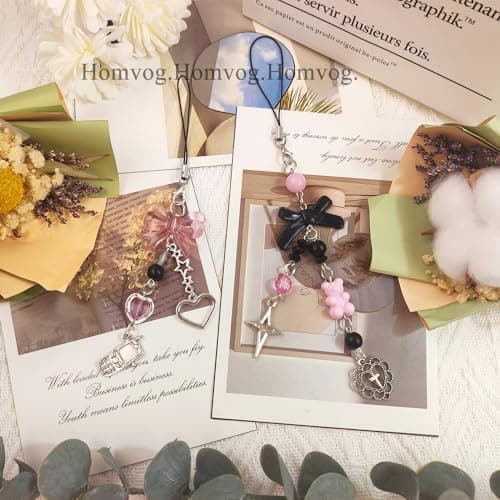 cioatu 1-4PCS Cute Phone Charms Aesthetic Y2K Cell Phone Charms Strap Strawberry Butterfly Star PhoneCharm Y2K Accessories for Bag Keychain Airpods Camera Pendants Decor (2 Bows)