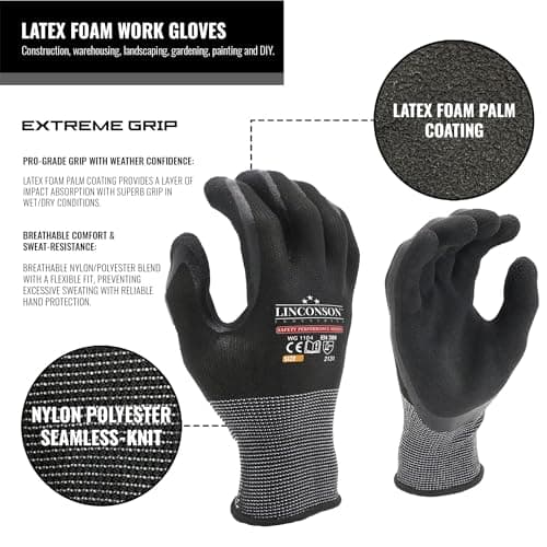 LINCONSON 12 Pack Safety Performance Series Construction Mechanics Work Gloves