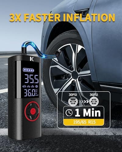 KASPARMP Tire Inflator Portable Air Compressor for Car 150 PSI Digital Cordless Air Compressor Pump with Pressure Gauge Cordless Auto Shutoff LED Light for Car Bicycle Motorcycle and Ball