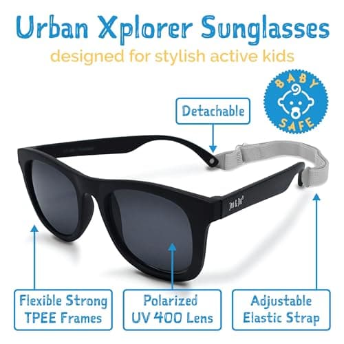 Jan & Jul Polarized Baby Sunglasses with UVA UVB Protection (S: 6 Months-2 Years, Black)