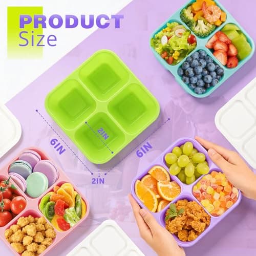 YANLIFY 4 Pack Snack Containers Bento Box Adult Lunch Box,Meal Prep Container, Reusable Food Storage lunch Containers Stackable for Work, Travel and Gym (Grass Green, Pink, Green, Purple)