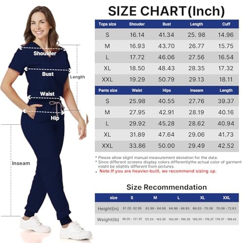 Scrubs for Women and Man V-Neck Pocket Top Drawstring Jogger Pants Nursing Scrubs Uniform
