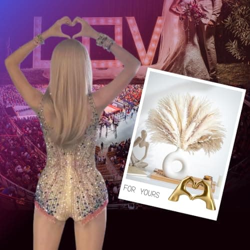 MHOOW Large Gold Heart Hands Sculpture, Resin Modern Love Finger Statue for Bedroom Living Room Table Decor, Gift for Women Anniversary