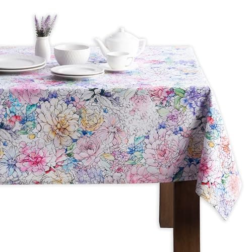 Maison d' Hermine Table Cloth Square Table 100% Cotton 54 x 54 Inches Tablecloth Reusable Decorative for Dining Kitchen Room Farmhouse Party Home Hotel Restaurant Spring Summer - Floral Love