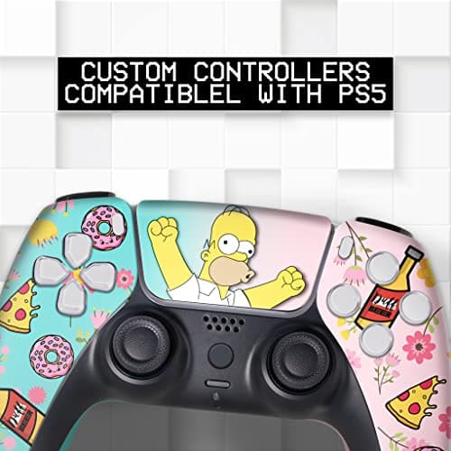 Simpsson Custom PS-5 Controller Wireless compatible with Play-Station 5 Console by BCB Controllers | Proudly Customized in USA with Permanent HYDRO-DIP Printing (NOT JUST A SKIN)