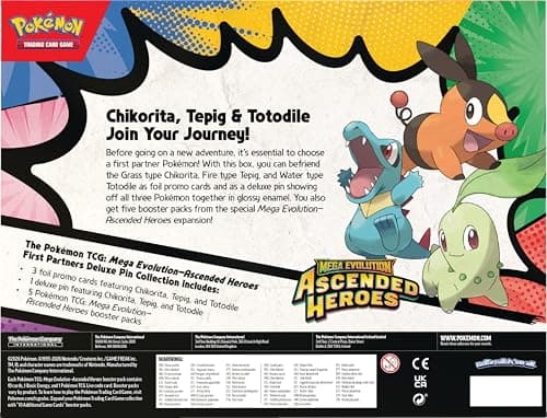 Pokémon TCG: Mega Evolution—Ascended Heroes First Partners Deluxe Pin Collection (3 Foil Promo Cards, 1 Deluxe Pin & 5 Booster Packs