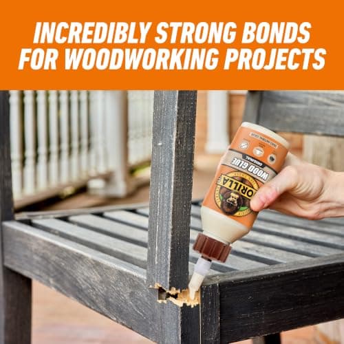 Gorilla Wood Glue, 8 oz., Water Resistant PVA Wood Glue for Indoor & Outdoor Projects, Fast Clamp, Natural Color, Paintable & Sandable