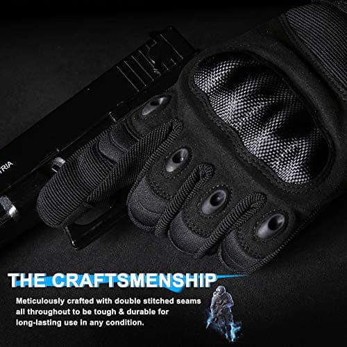 WTACTFUL Touchscreen Motorcycle Tactical Full Finger Gloves for Airsoft Paintball Cycling Motorbike ATV Hunting Hiking Riding Racing Climbing Operating Work Outdoor Sports Gloves Size Small Black