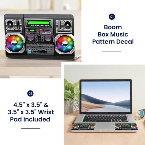LSS Laptop 15 15.6 Skin Cover with Colorful Boon Box Music Pattern for HP Dell Lenovo Apple Asus Acer Compaq - Fits 13.3" 14" 15.6" 16" (2 Wrist Pads Free)