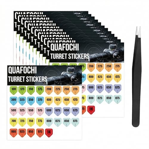 Quafochi 12 Sheets Turret Sticker Tags for Scope, Waterproof Yardage Stickers, Easy to Read, No Residue, Fits Most Scope Caps, Fast Dialing for Long & Short Range Shooting, Rifle Scope Turret Stickers