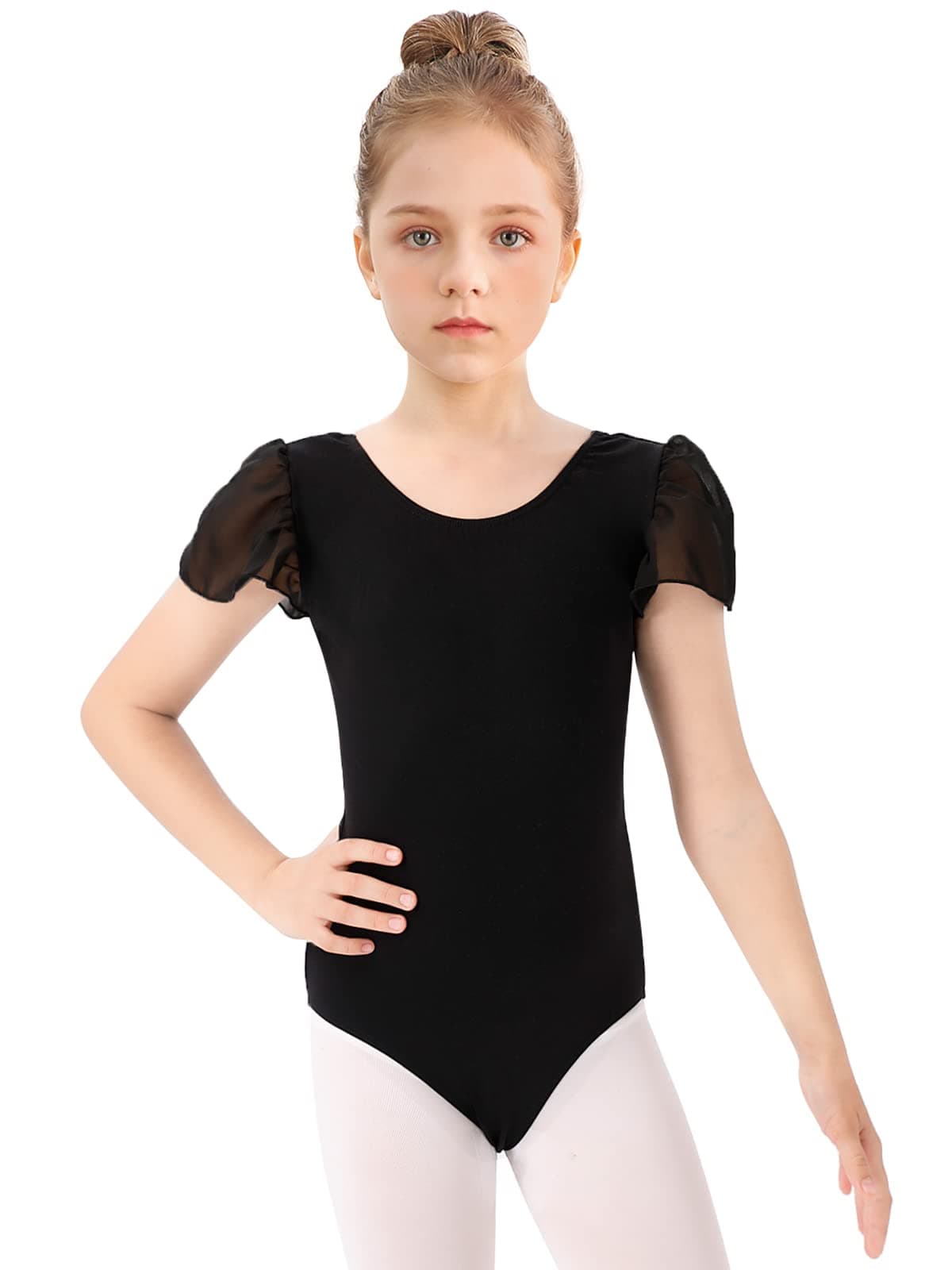Bezioner Maillot Ballet Niña Maillot de Danza Leotardo Gimnasia Manga de Soplo para 3-12 Años