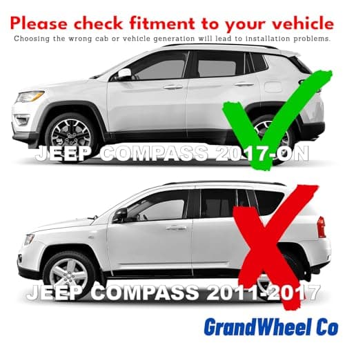 GrandWheel Co Smoke Tinted in-Channel Side Window Vent Visor Deflectors Rain Guards Compatible with Jeep Compass 2017-2026 - 4 pcs. GW0675