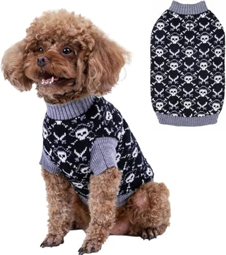 CuteBone Christmas Reindeer Dog Sweater with Leash Hole for Small Dogs