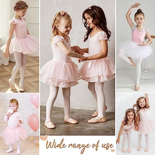 Gorchnc Ballet Shoes for Girls Toddlers Leather Dance Shoes Full Cowhide Sole Ballet Flats Ballet Slippers with Elastic Crossbands