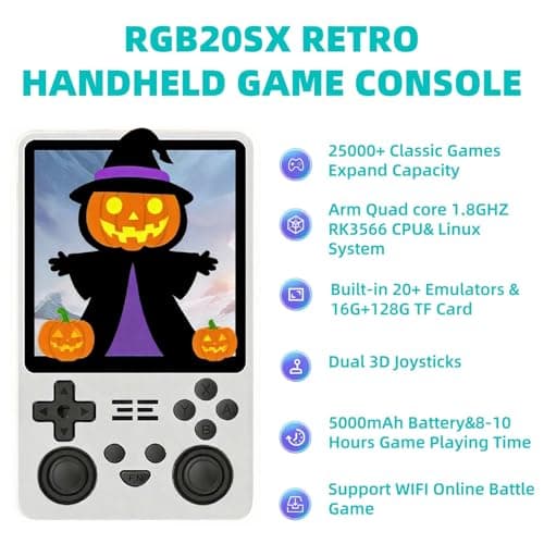 Blorkbuy RGB20SX Retro Handheld Game Console,4.0-Inch 720x720 IPS HD Screen,Preloaded 20K+Classic Games,5000mAh Long Battery Life,Linux Open Source System,Perfect for Retro Game Lovers (White)