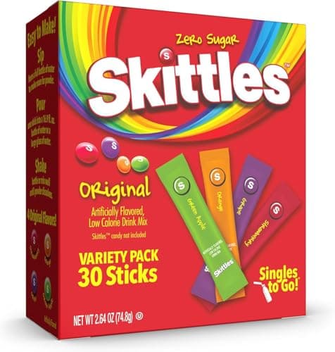 The Jel Sert Company Skittles Singles to Go Drink Mix Variety Pack, Sugar Free - 30 Sticks