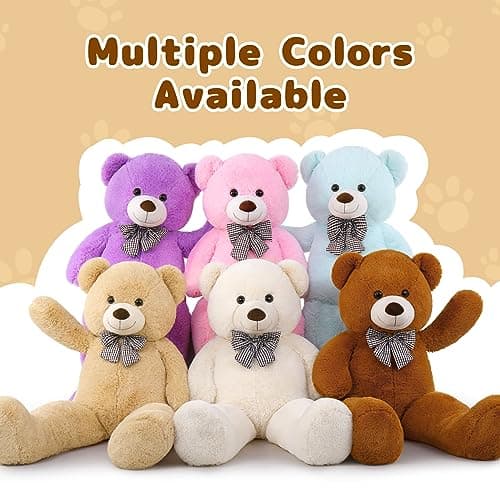MaoGoLan Giant Teddy Bear 4 Feet,Adorable and Cuddly Big Bear Stuffed Animal 47", Classic Teddy Bear Plush Gift Decoration for Baby Shower,Party,Birthday,Valentines Day,Tan