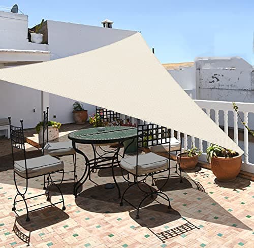 Yardmaker 10'x10'x14' Sun Shade Sail Right Triangle Canopy Shade Cover for Patio Garden Outdoor Backyard, Cream