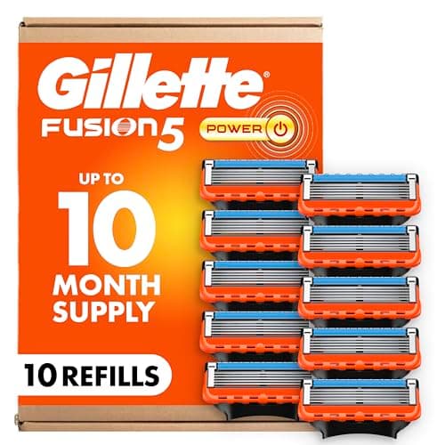 Gillette Fusion5 Power 5-Blade Razor Blade Refills for Men with Precision Trimmer, 10 Count