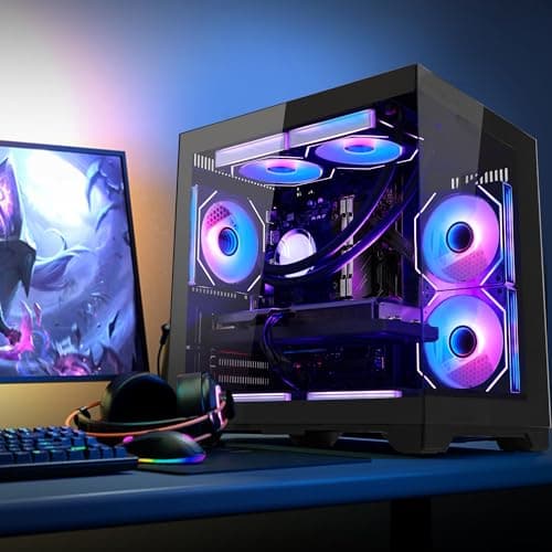 HELLOLAND Gaming PC | AMD Ryzen 7 7800X3D & RTX 5060 8GB | 32GB DDR5 6000MHz RAM | 2TB SSD | PSU 650W | WiFi & BT | 240mm Liquid Cooler & ARGB Fans with Software| Windows 11 | Black Desktop Computer