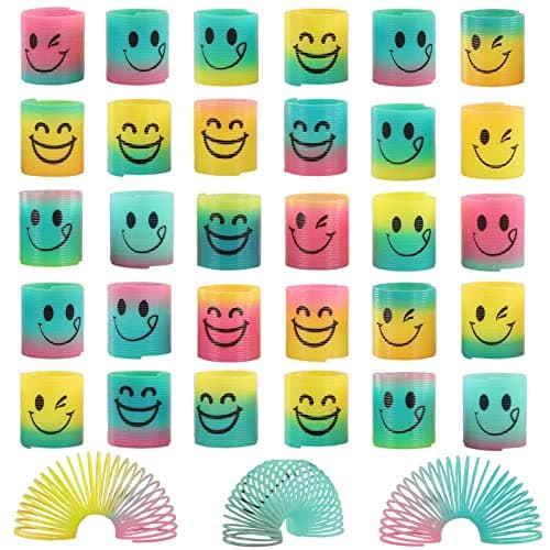 30 Pack Spring Rainbow Magic Fidget Stress Coil Mini Springs Bulk Toys for Party Favor Carnival Prize Birthday Goodie Bag Stuffers for Kids Boys Girls…